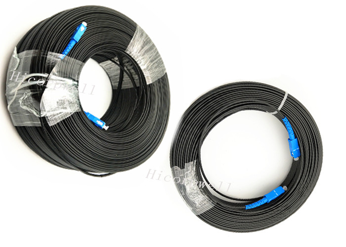 FTTH SC APC UPC Glass Fiber Optic Cable , Fiber Optic Drop Cable For ...