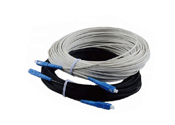 1 / 2 / 4 Core Flat Outdoor Fiber Optic FTTH Drop Cable Self Supporting Fig 8 Bow Type