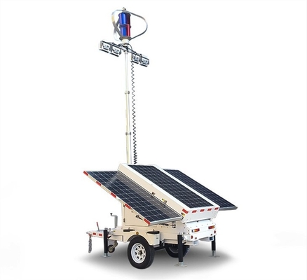 Portable LED Solar Lighting Tower Solar Wind Hybrid System Trailer Mobile Energy Vehicle