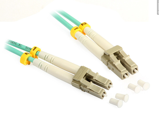 LC / UPC OM3 Optical Fiber Patch Cord , Blue Ground Simplex Fiber Optic Cable