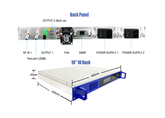 Hot Plug In Type Dual Power Supply Optical Transmitter Dual Module Direct Modulation