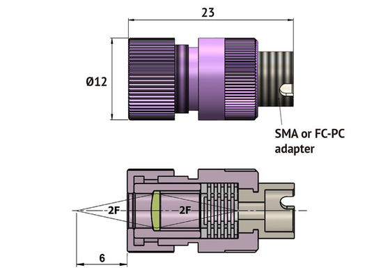 Fiber Optic Cables FC/PC Or SMA Connectors With Middle Infrared Refocusing Objectives Lens