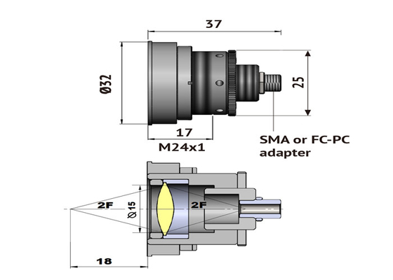 Fiber Optic Cables FC/PC Or SMA Connectors With Middle Infrared Refocusing Objectives Lens